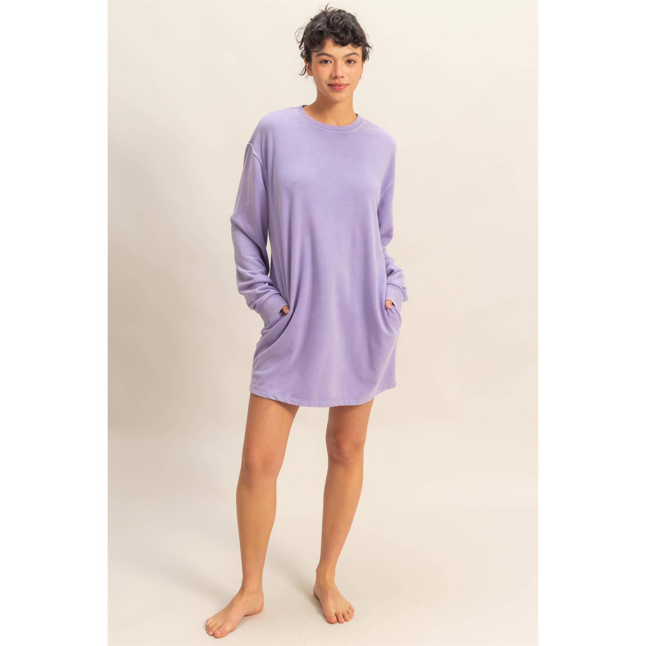 Double Zero - Wholesale Dress - Women's - Long Sleeve Oversized Mini Dress40