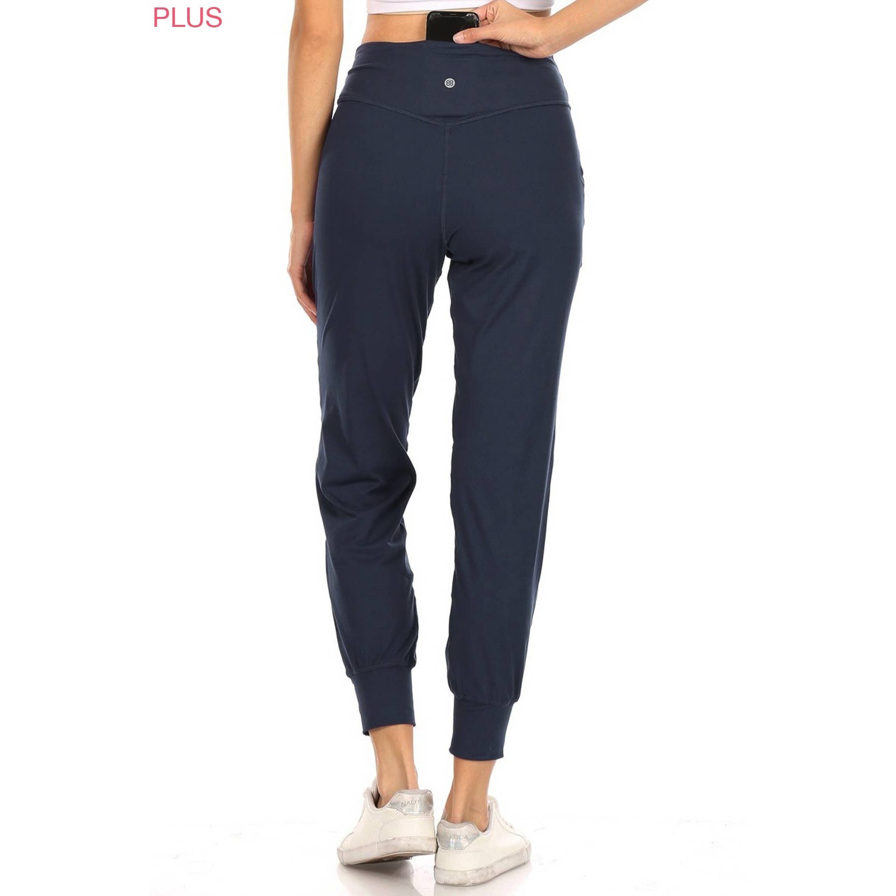 Leggings Depot – calças de treino - Mulher por atacado – Joggers com bolso traseiro plus size slim fit6