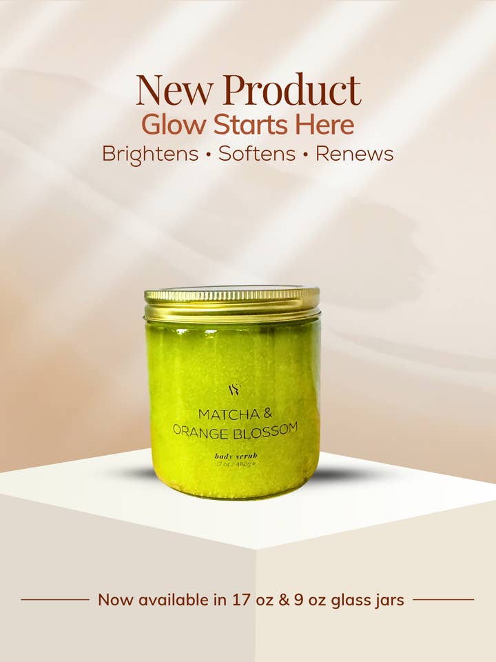 MATCHA ORANGE BLOSSOM BODY SCRUB for wholesale by Earth Elements Soapworks