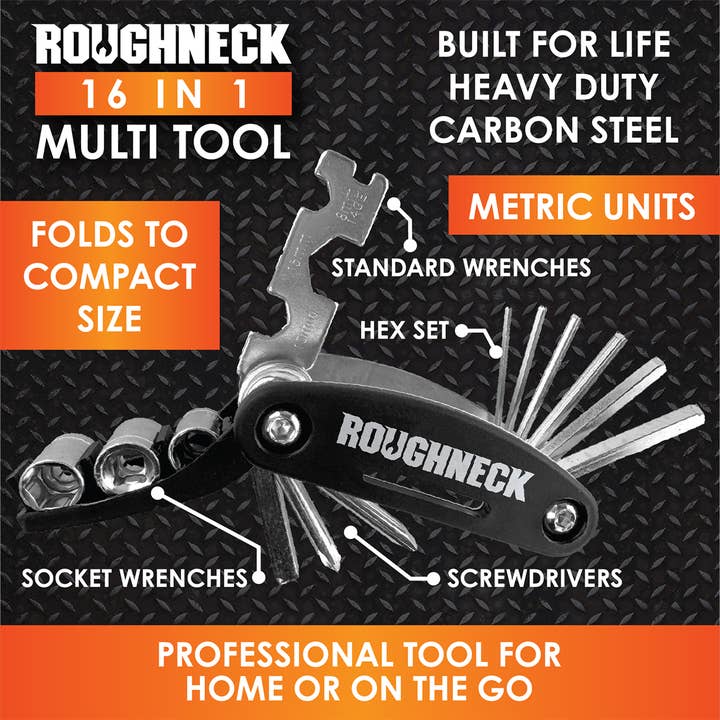 Novelty Brands - Wholesale Handy Tool - Roughneck 16 in 1 Folding Multi-Tool - 6/Display6