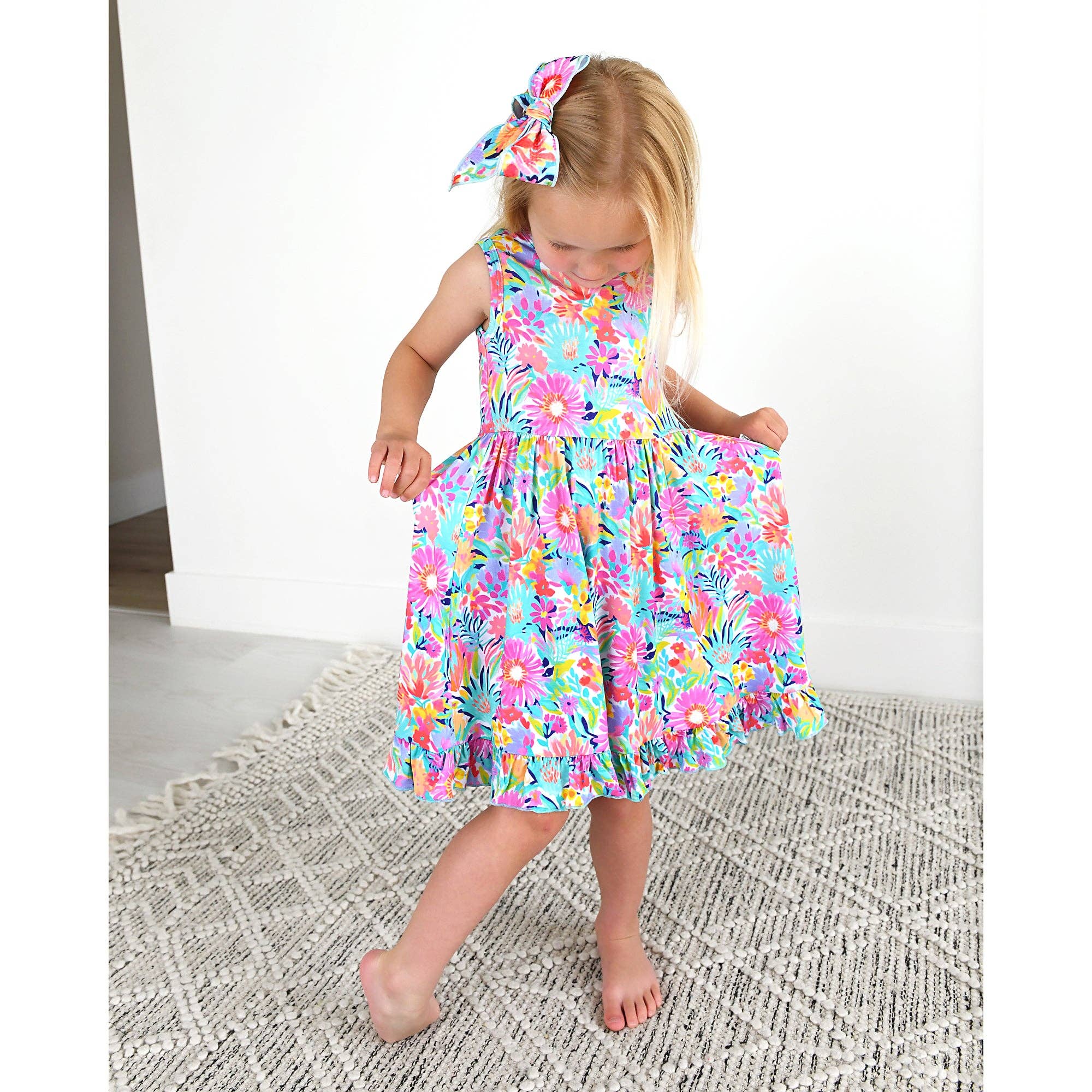 Gigi and Max - Wholesale Dress - Kids - Megan Floral Tank Twirl Dress Bamboo 4