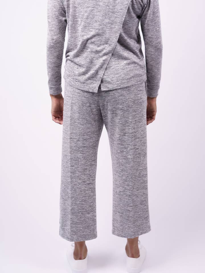 Updated Fabric. Super Cozy Wide Leg Pants with Side Seam Openings on Hips for wholesale by SPARKIES