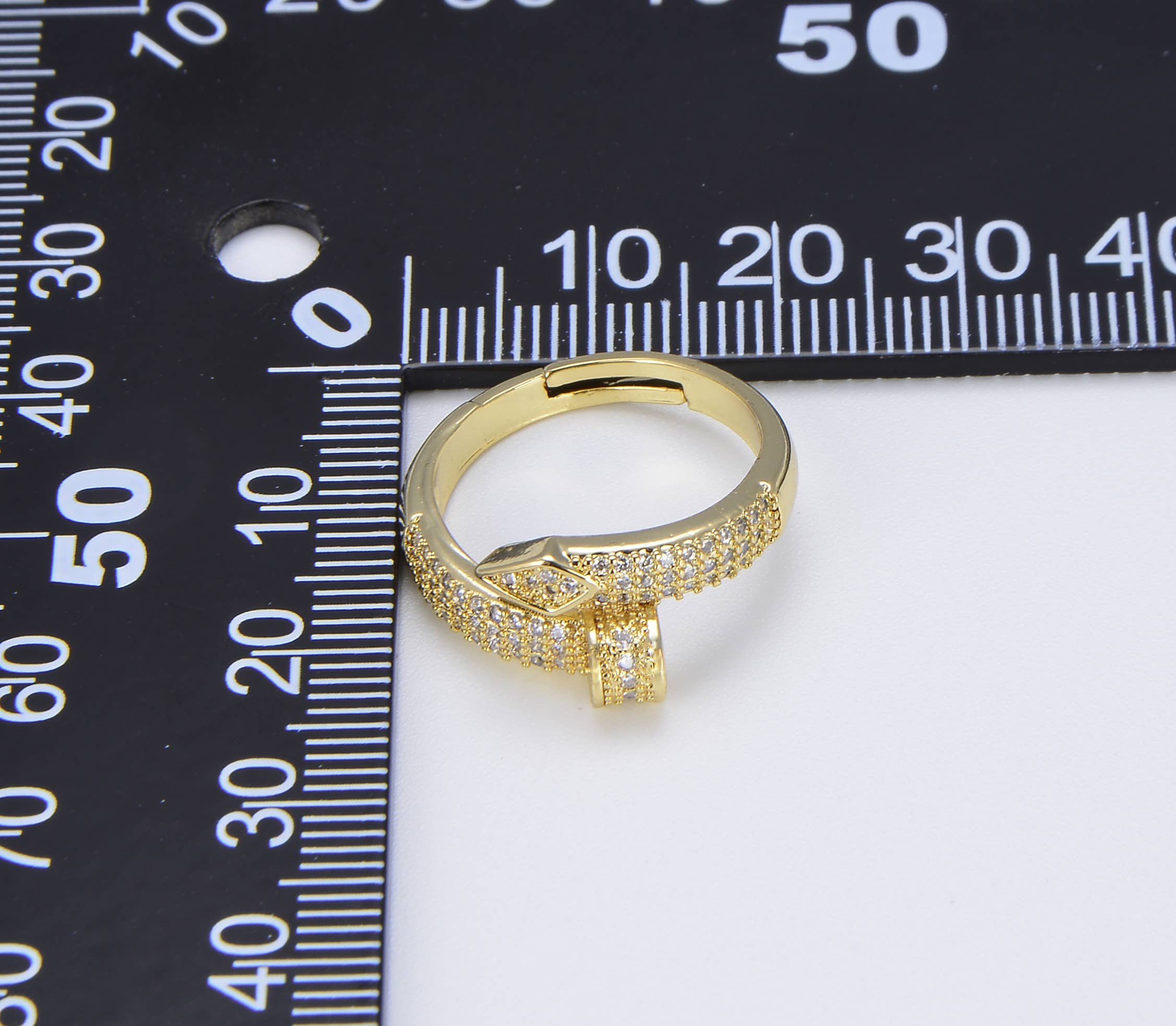 Beads Creation – wholesale Ring med flera stenar – Guld fylld Cubic Zirconia guld spik öppna ring bandet, RG0102