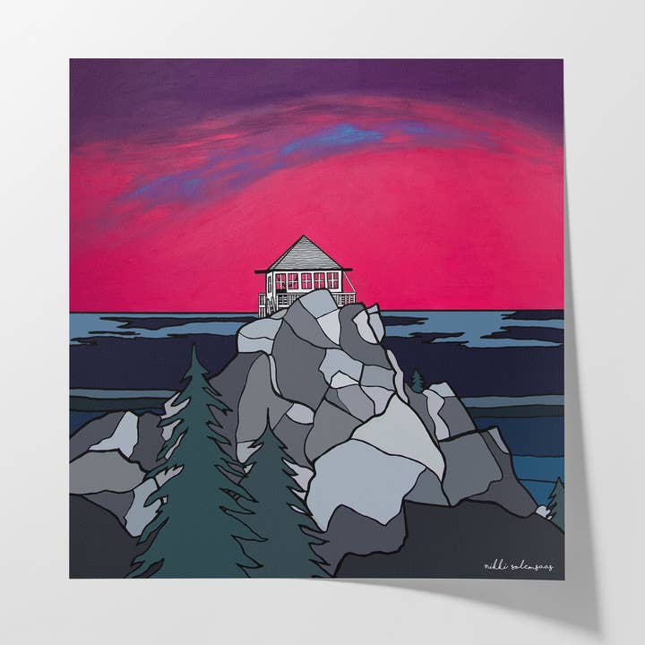 Mt. Pilchuck Lookout - Art Print for wholesale by Paintinsidethelines