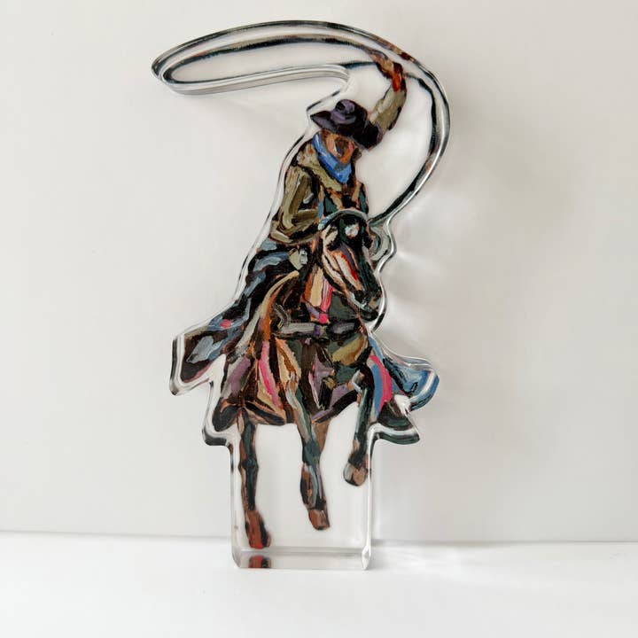 Chelsea McShane Art - Wholesale Decorative Tabletop Object - "Rodeo Roper" acrylic