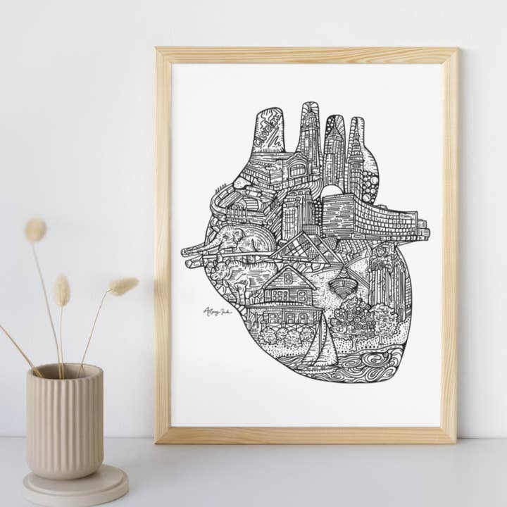 Imagens do Coração de Cleveland Impressão artística - 8x10 or 11x14 por atacado de Artery Ink