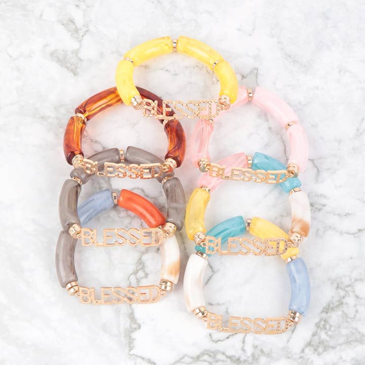 MYS Wholesale Inc - Wholesale Beaded Bracelet - Blessed Tubular Beads Resin Stretch Bracelet5