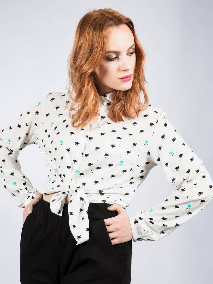 White “Beatrice, the irresistible figure skater” shirt for wholesale by Tarte Tatin