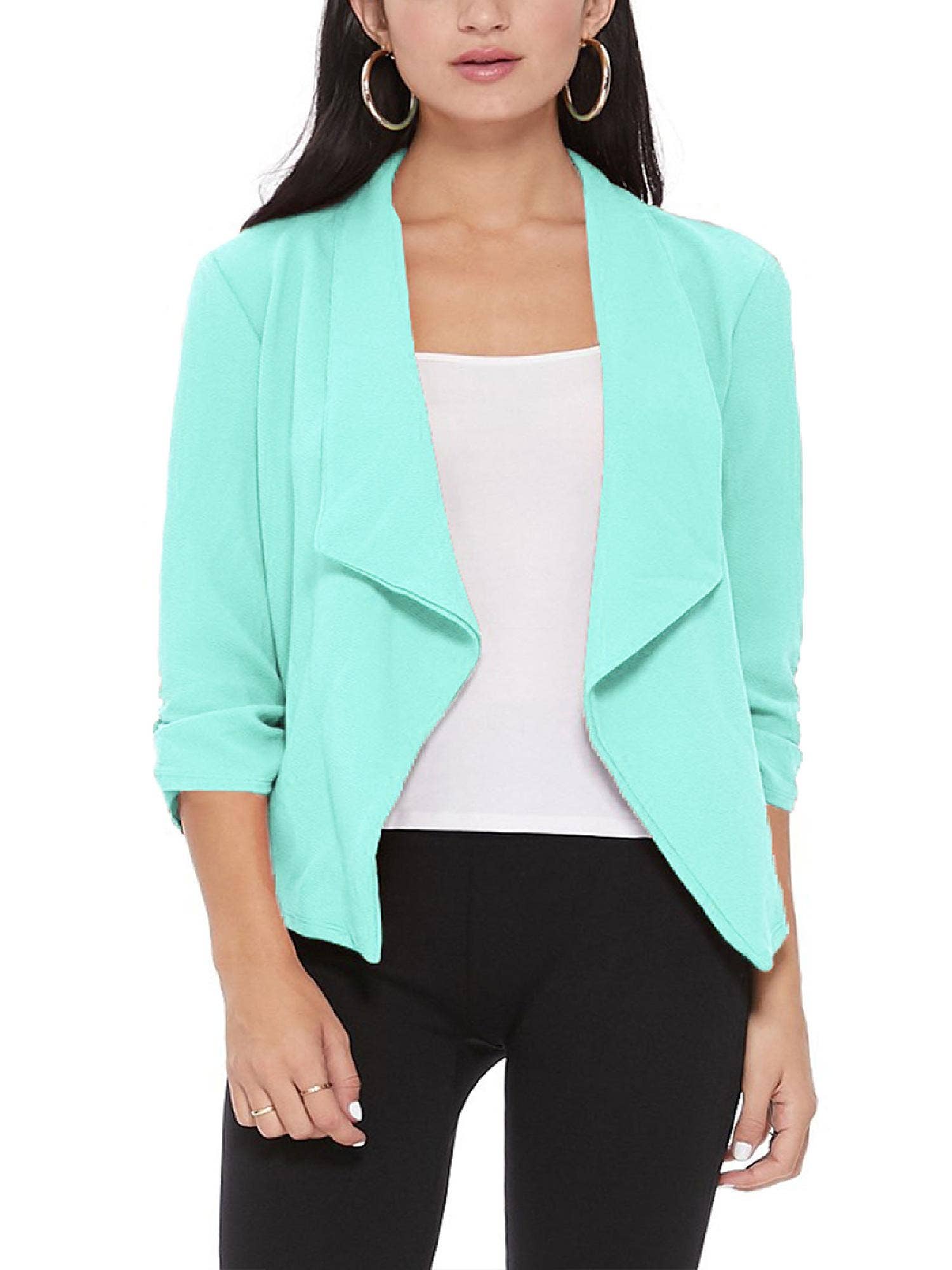 MOA COLLECTION - Wholesale Blazer - Women's - Casual Open Front Draped Solid Blazer Jacket28