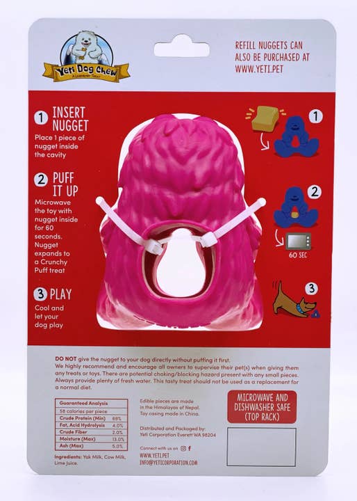 Pet Palette Distribution - Wholesale Pet Chew Toy - Dog - Yeti Dog Chew Puff & Play Hangry Yeti Pink