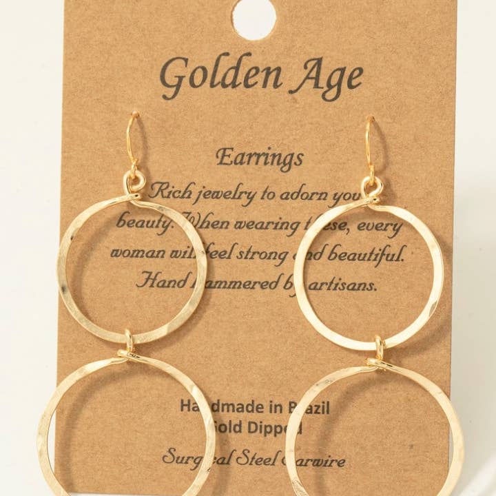 Hot Pink Gem Charm Double Hoop Dangle Earrings for wholesale by Fame Accessories