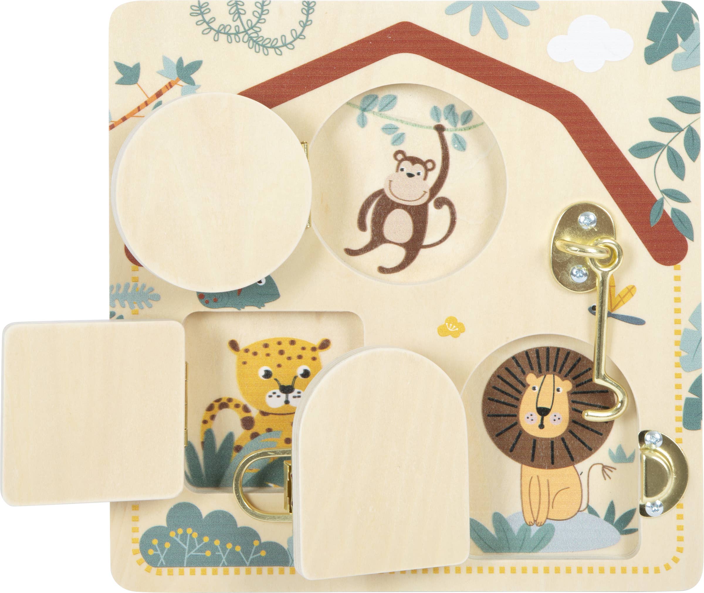 small foot - Wholesale Wood Toy - Kids - “Safari” motor skills board lock and bar | motor skills toys2