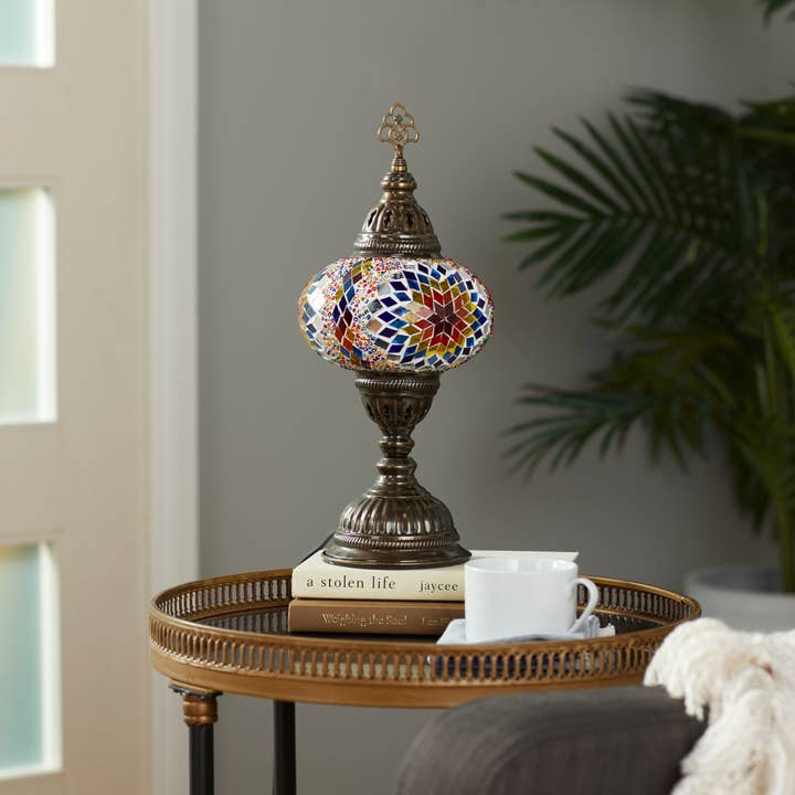 Import Corner - Wholesale Accent/Desk Lamp - 86118: 7" MOSAIC PEDESTAL LAMP - TOUCH BASE