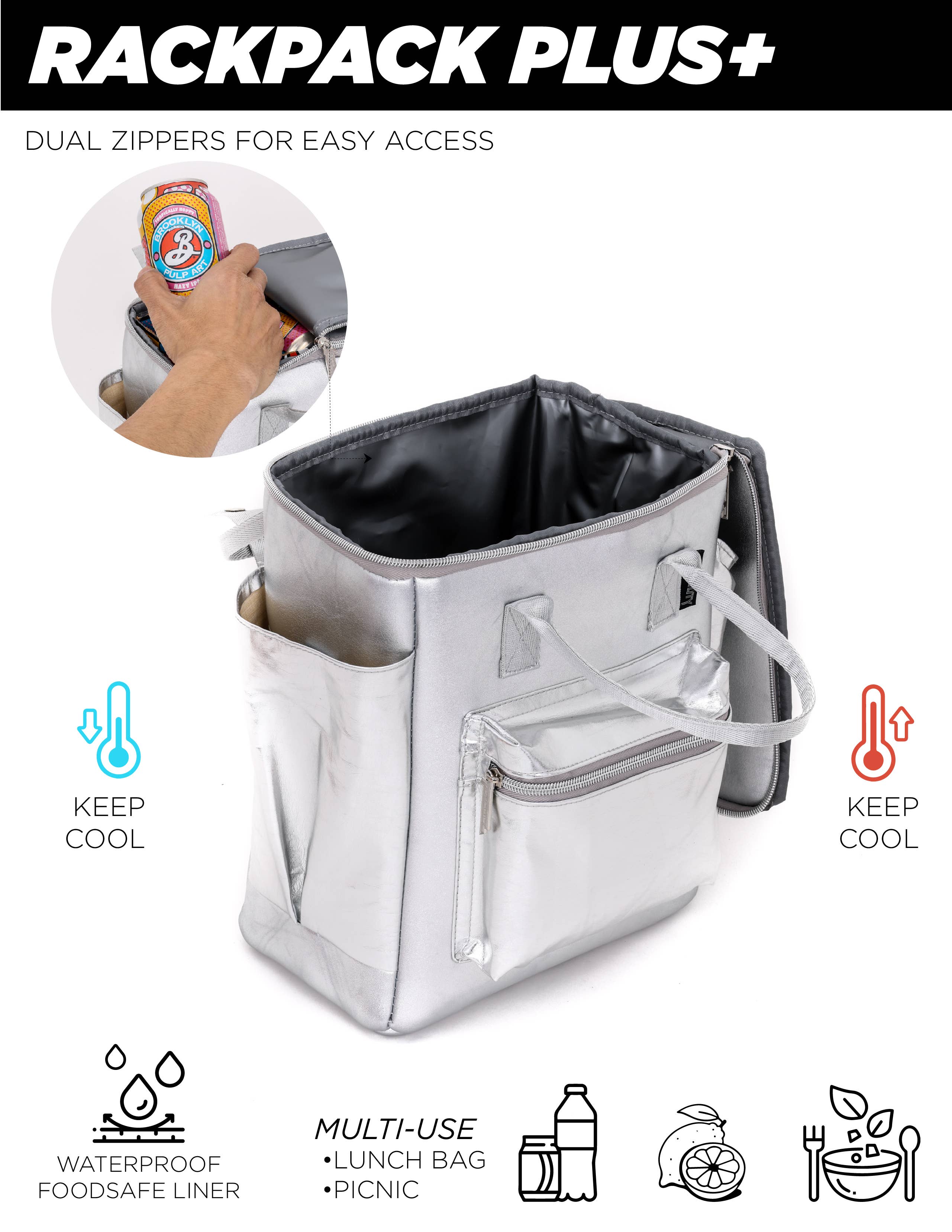 Fydelity - Wholesale Cooler/Cooler Bag - 91402: Chillout StanCan 12Pak Fashion Cooler Bag- SIlver3