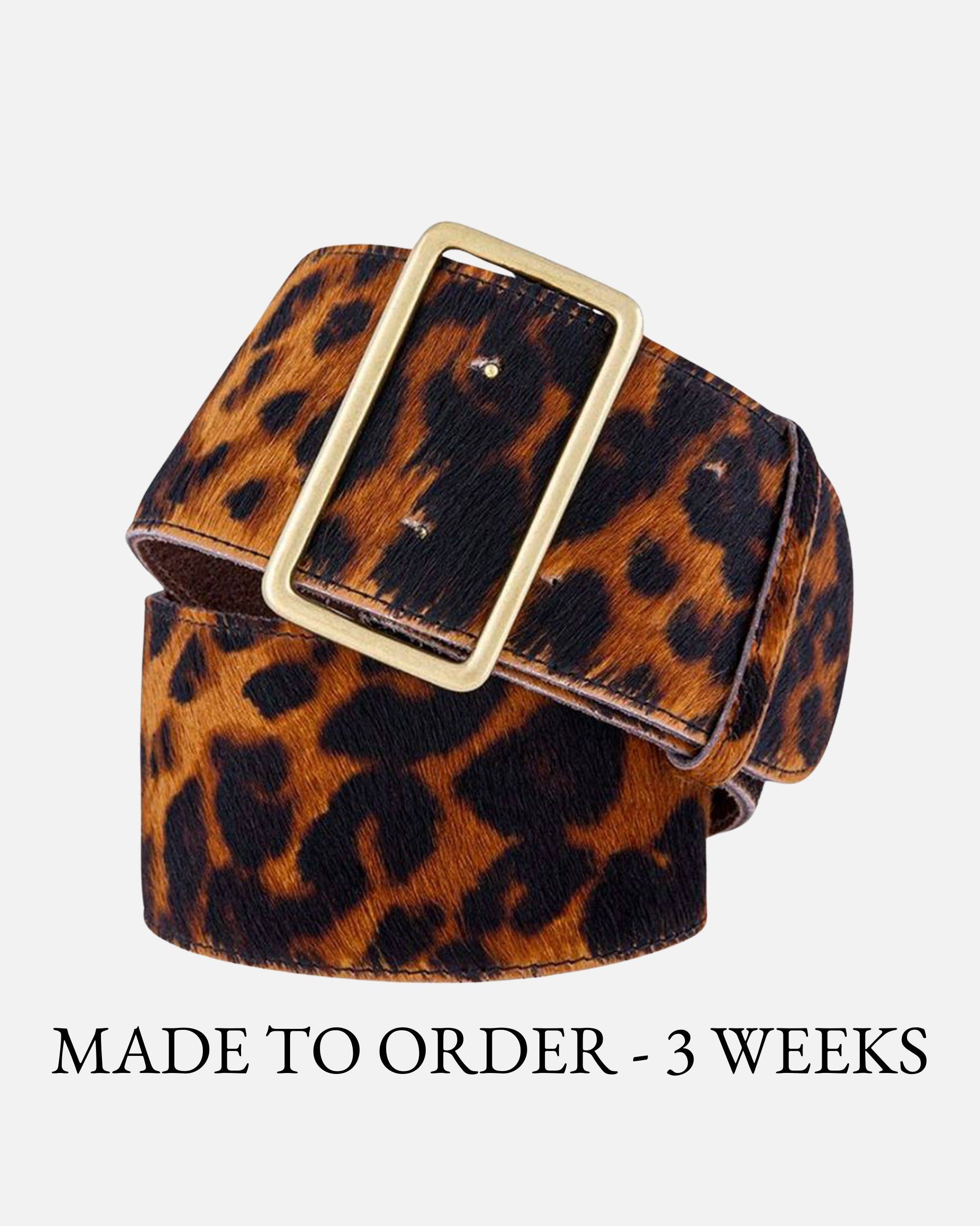 Amsterdam Heritage Leather Belts, Bags, Jackets & Apparel - Wholesale Belt - Women's - MADE TO ORDER Lori | Wide Animal Print Leather Belt Women