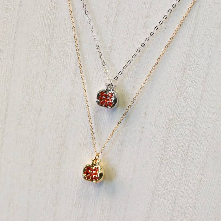 The Gilded Witch - Wholesale Pendant/Charm Necklace - Pomegranate Charm Necklace: 14kt Gold Fill or Strling Silver