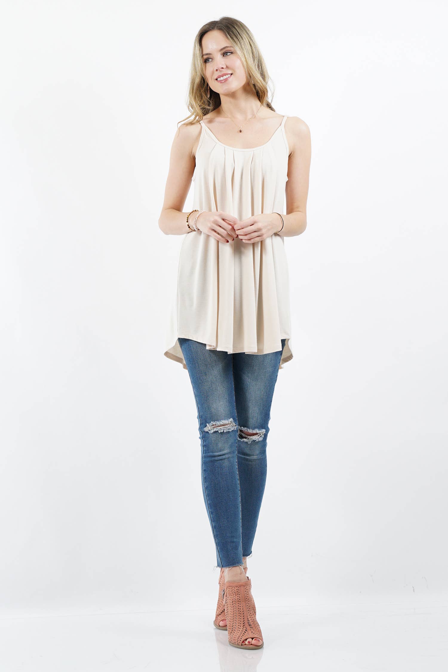 42POPS – Túnica - Mulher por atacado – CAMISOLA PLISSADA COM ALÇAS AJUSTÁVEIS1