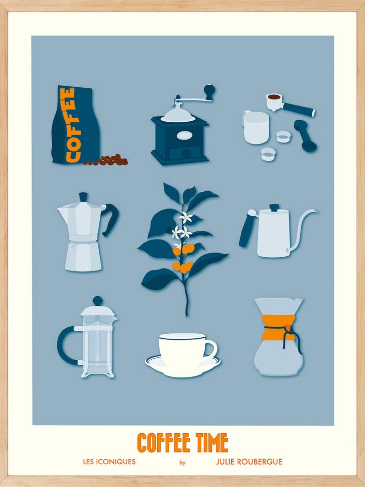 AFFICHE COFFEE TIME - Les Iconiques pour la vente par Julie Roubergue