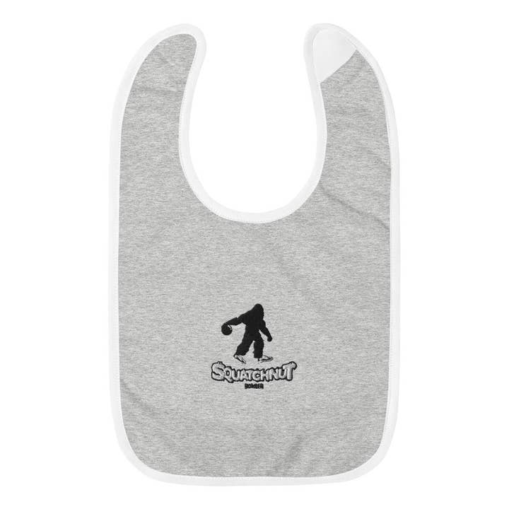Baby Bowler Squatchnut Embroidered Baby Bib for wholesale by Squatchnut