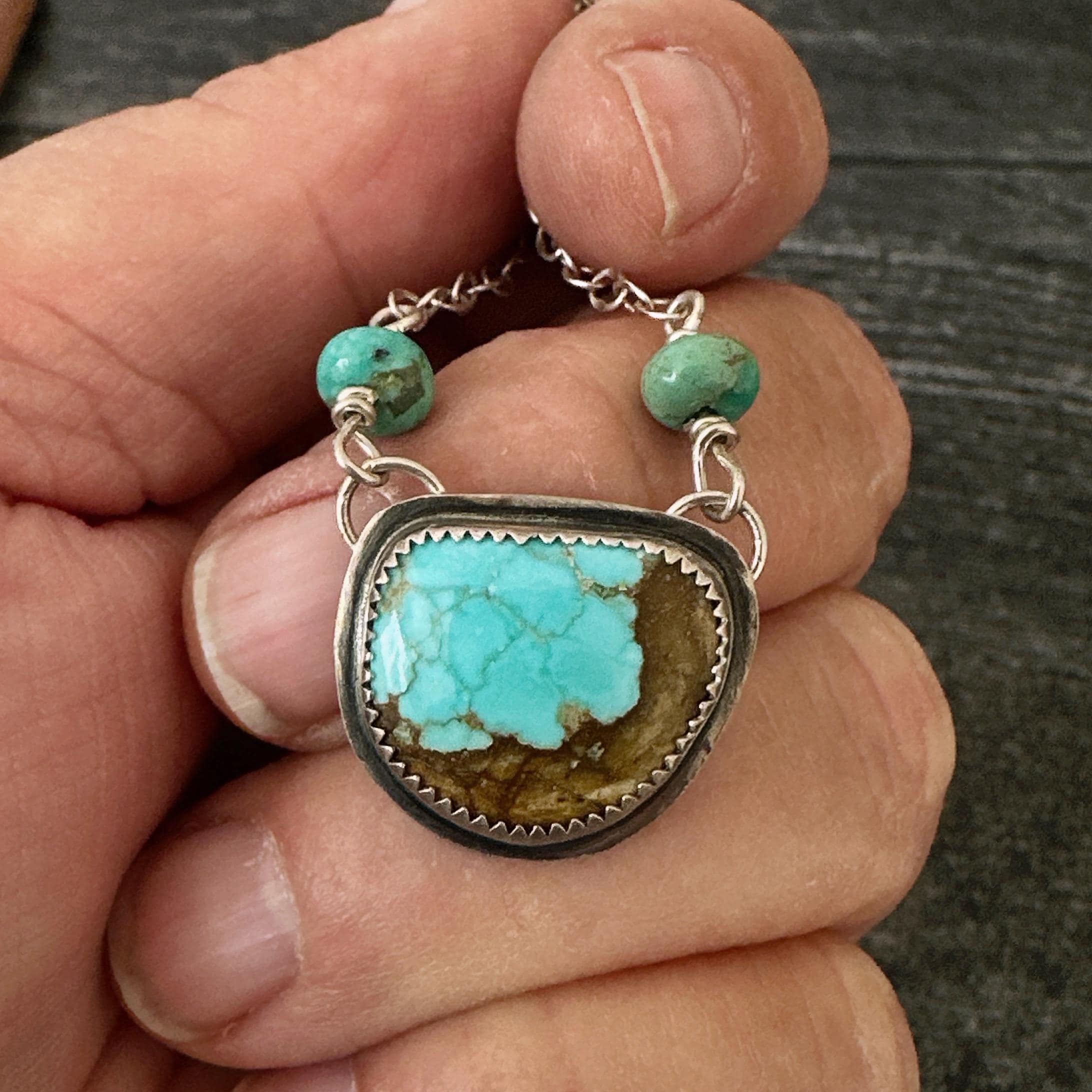 oaktownwendy - Wholesale Pendant/Charm Necklace - Sterling Silver Turquoise Half Moon Pendant Necklace0