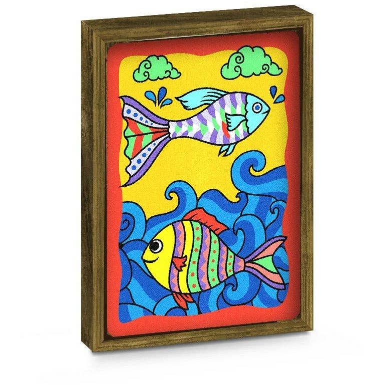 Sandlegetøj.dk - Wholesale Art Set - Kids & Baby - Sand painting - Fisk & Leguan (Med flot billedramme)1