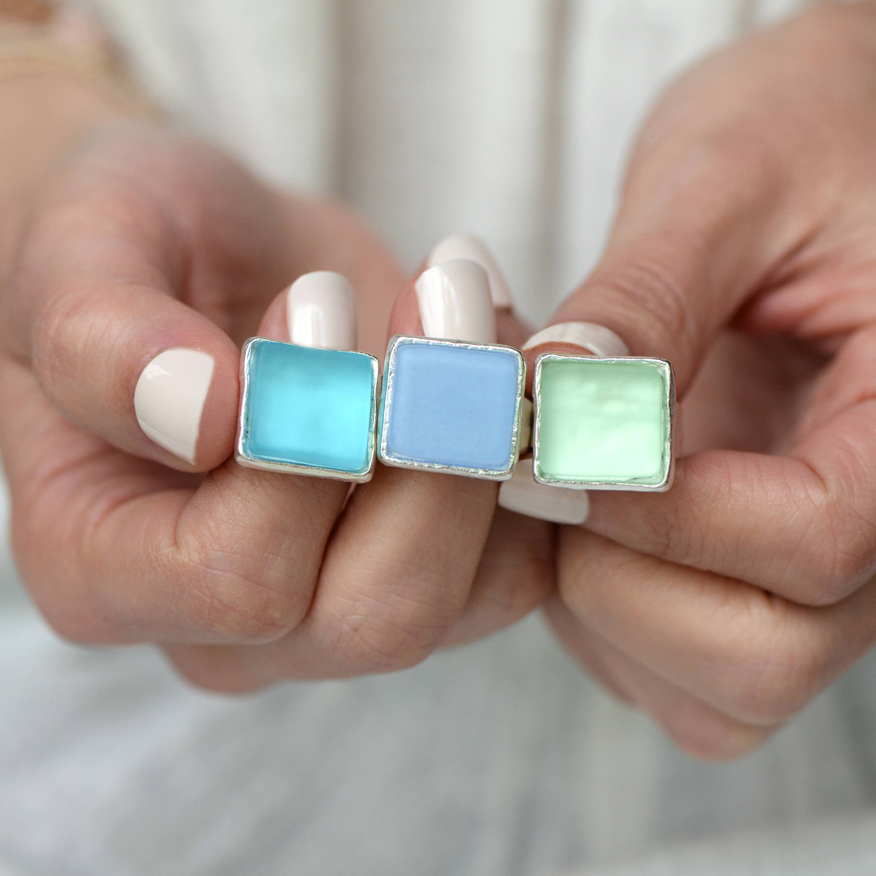 Smart Glass Recycled Jewelry - Wholesale Cocktail/Statement Ring - CUBE RING SILVER | Recycled | Museum Quality | Upcycled 7