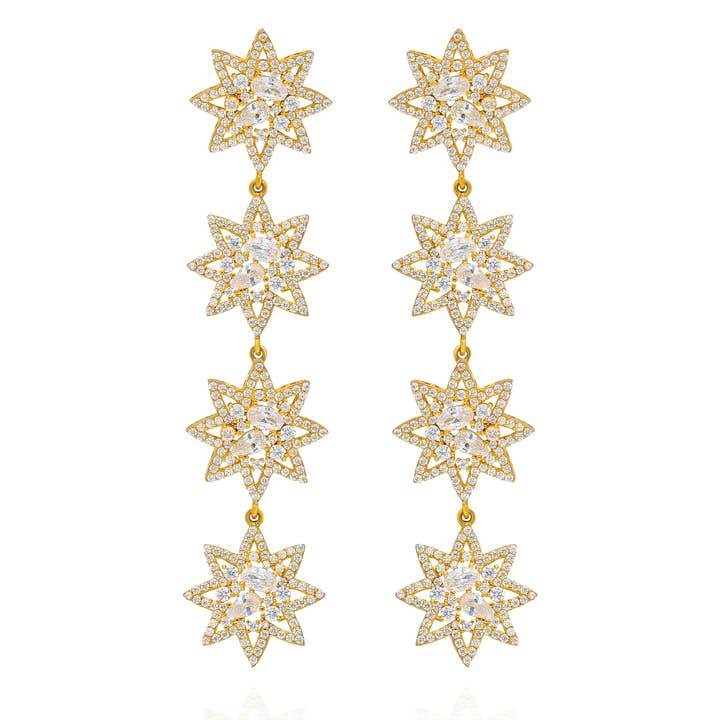 Orecchini a forma di fiocchi di neve piccoli, colore: Bianco per la vendita all'ingrosso da parte di JCM London