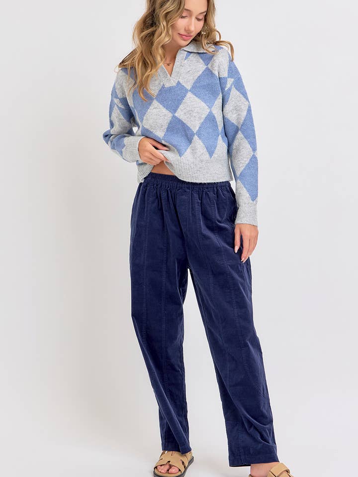 Sweet Lovely by Jen - Wholesale Pants - Women's - EASY CASUAL EVERYDAY PULL-ON RELAXED CORDUROY PANTS 36