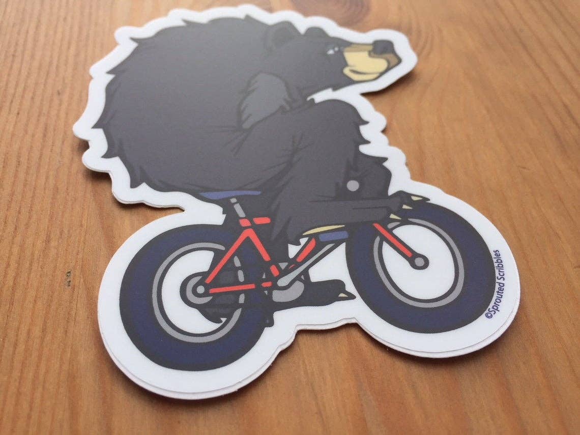 Sprouted Scribbles - Wholesale Sticker - Biking Bear Sticker - Nature Wilderness Cute Animal Funny2