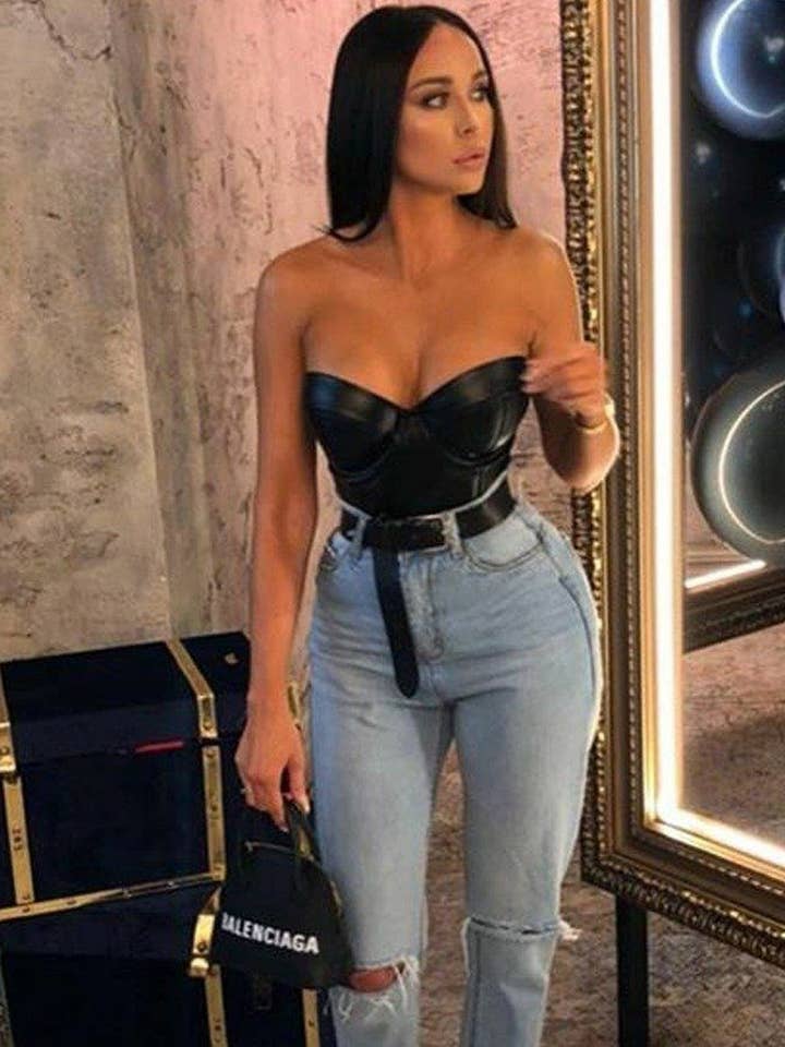 Femme Luxe - Wholesale Corset – Women′s - Black PU Corset Top - Amy0