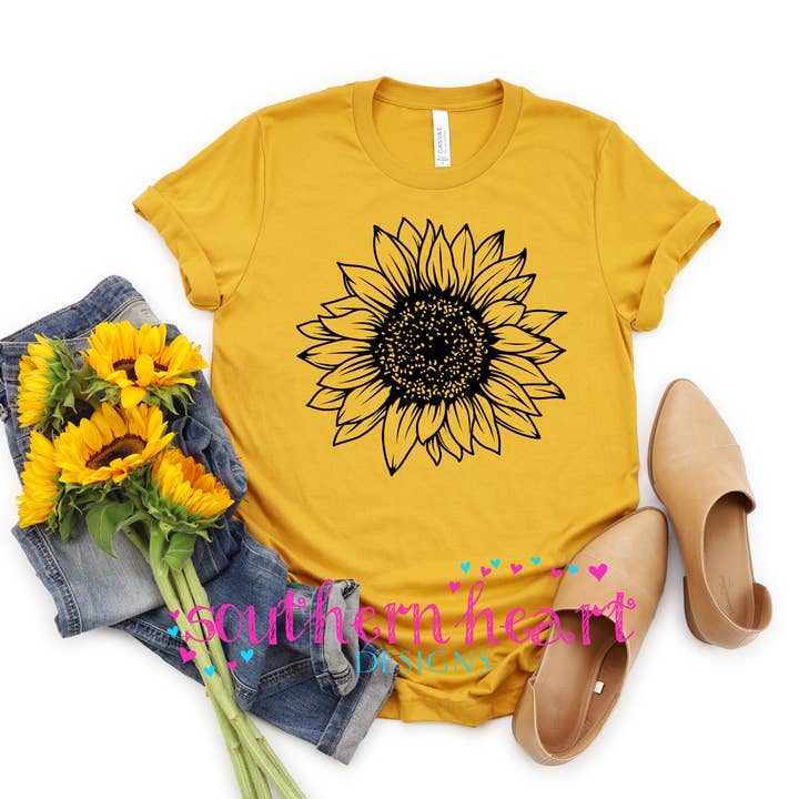 Southern Heart Designs - Wholesale Screen Printed T-Shirt - Women's - Sunflower Shirt