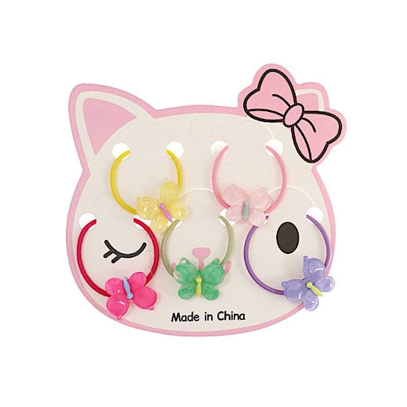 Atlas Fashion - Wholesale Hair Tie - Kids - Mini Butterfly 5 Piece Hair Tie Set