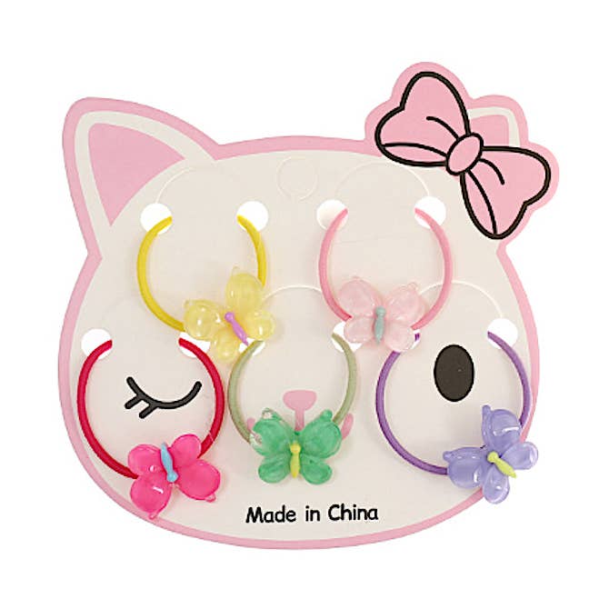 Atlas Fashion - Wholesale Hair Tie - Kids - Mini Butterfly 5 Piece Hair Tie Set0