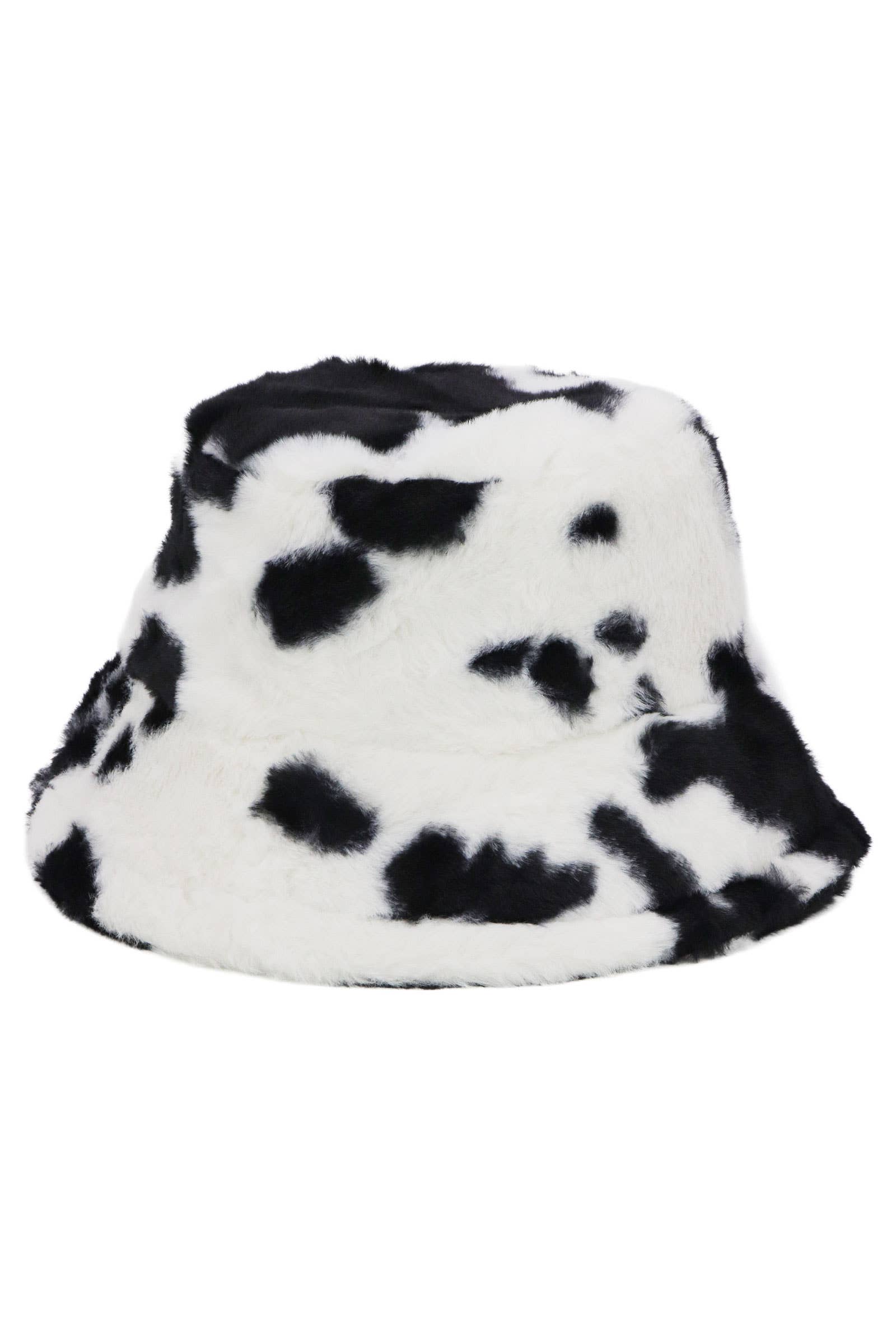 Cap Zone - Wholesale Bucket Hat - Women's - Cow Print Fluffy Faux Fur Bucket Hat4