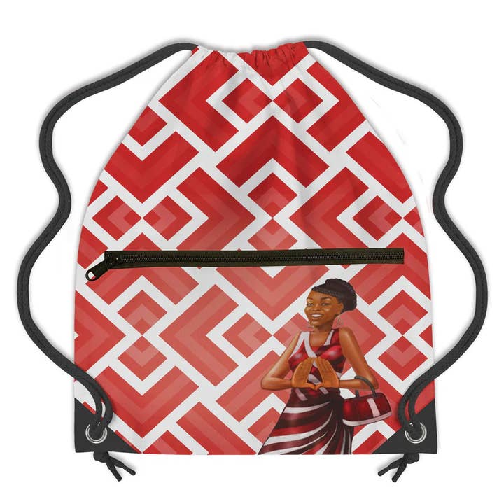 Rød og hvid rygsæk med snor for engroshandel hos African American Expressions