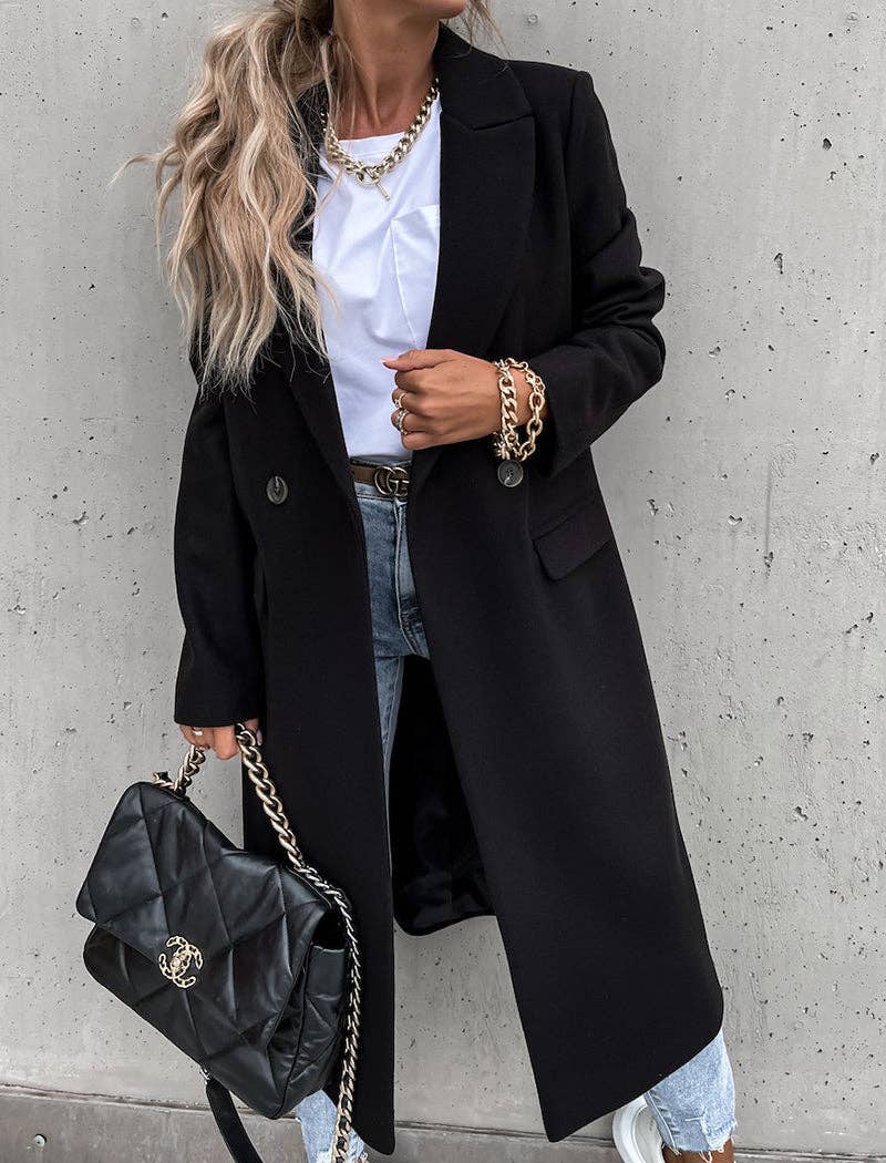 safistyle - Wholesale Coat - Women's - Double-Breasted Longline Coat2