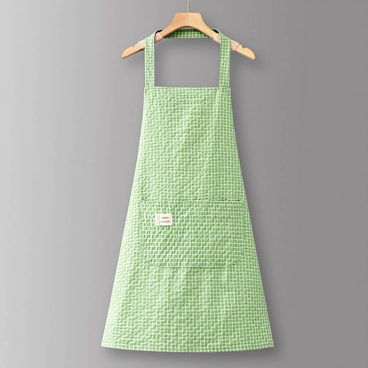 ACCITY - Wholesale Apron - Cotton Striped Grid Kitchen Apron with Pocket_CWMM100952