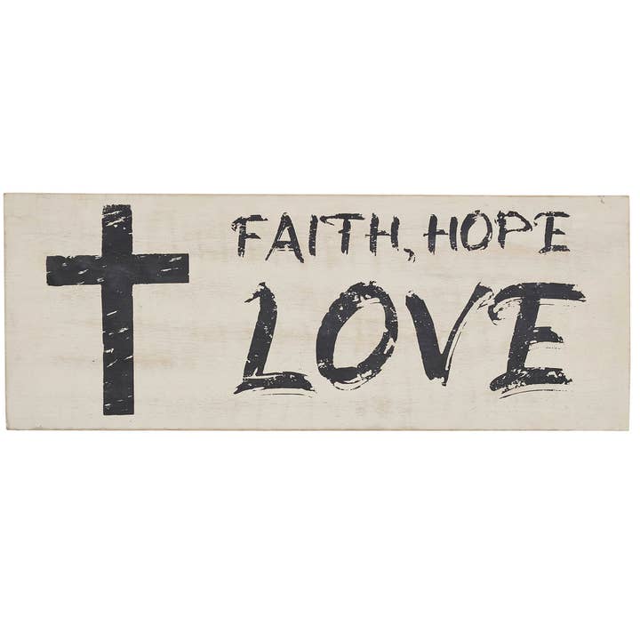 VHC Brands - Vente Pancarte - Panneau en bois Faith Hope Love 5,5 x 14,51