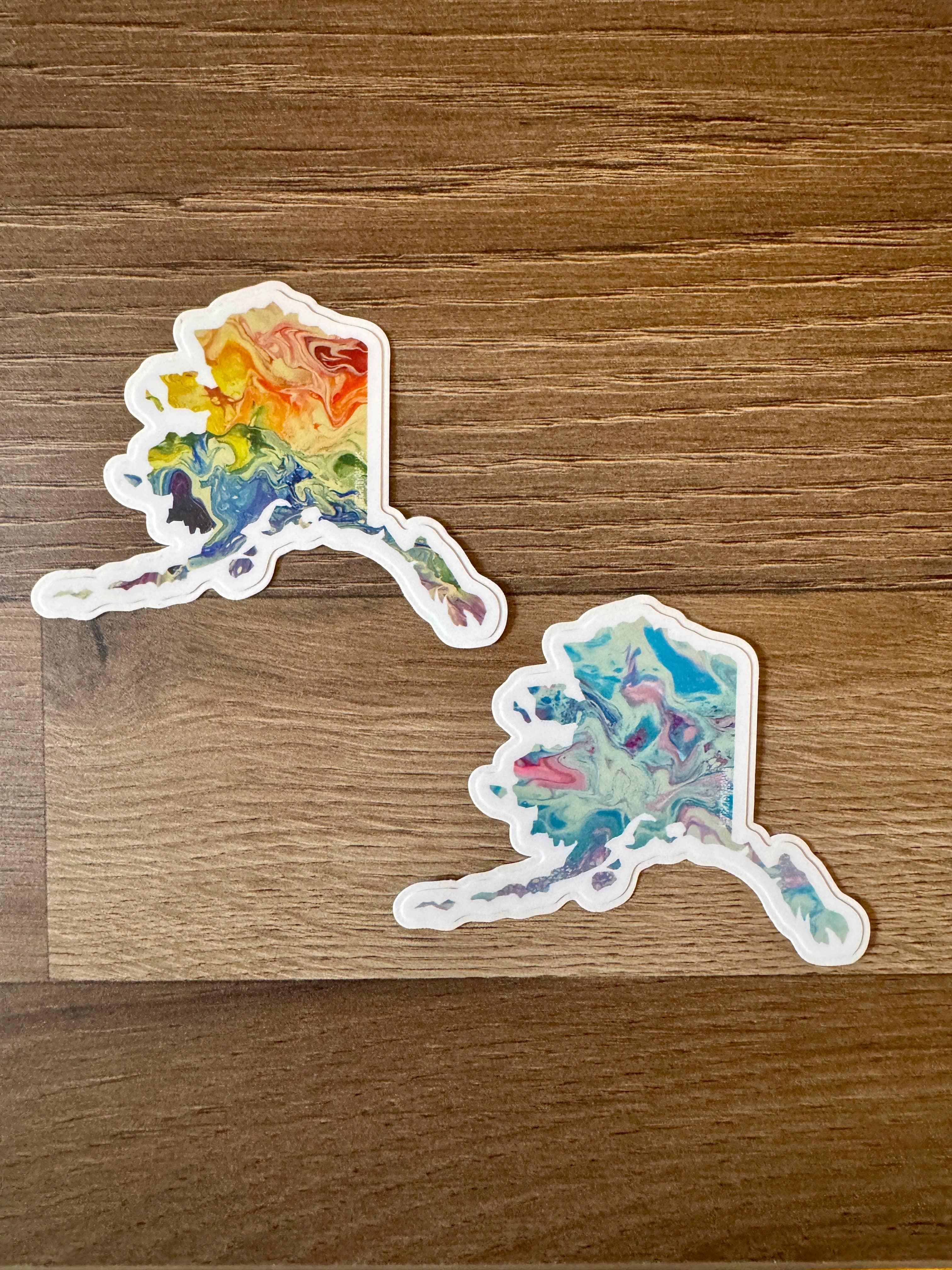 AbstractbyRabrams - Wholesale Sticker - Trans Pride Alaska Sticker, LGBTQ Alaska Rainbow Alaska4