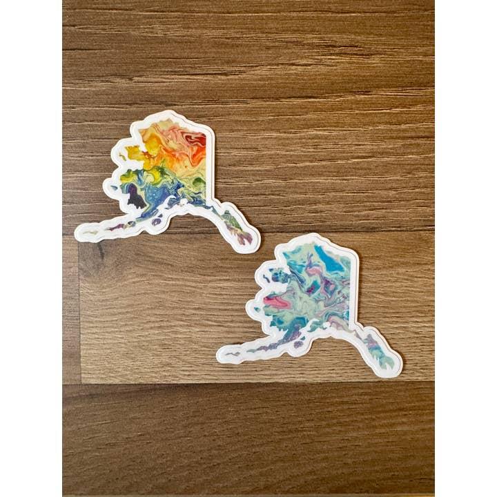 AbstractbyRabrams - Wholesale Sticker - Trans Pride Alaska Sticker, LGBTQ Alaska Rainbow Alaska4