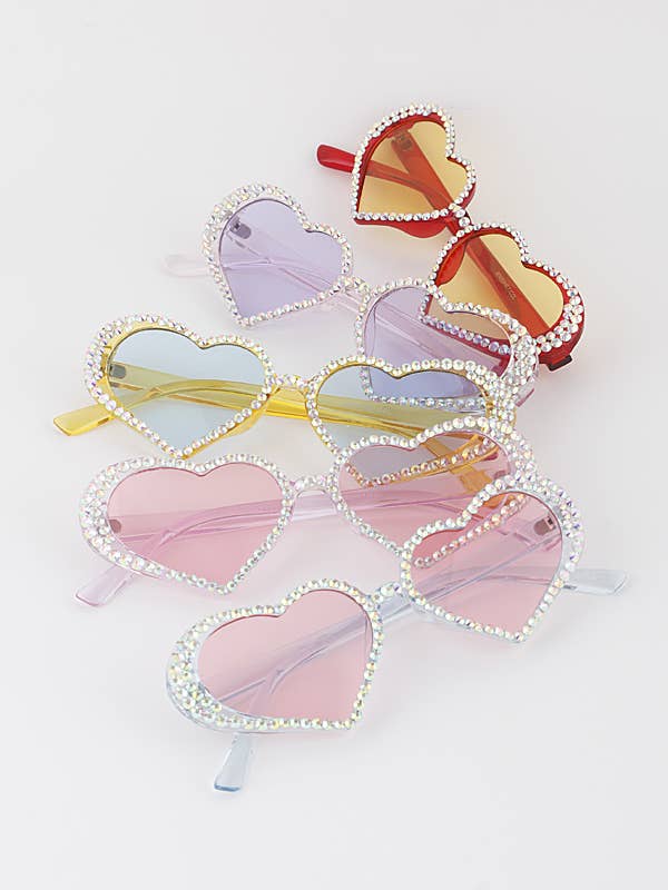 Bright Rhinestone Heart Sunglasses for wholesale by Shop Neighbors