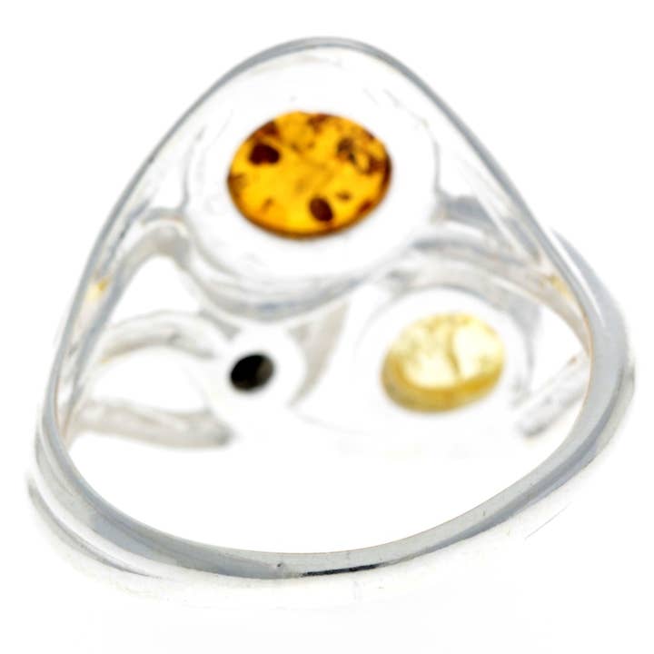 Mix 925 Sterling Silver & Baltic Amber Modern Designer Ring - GL486 for wholesale on Faire3