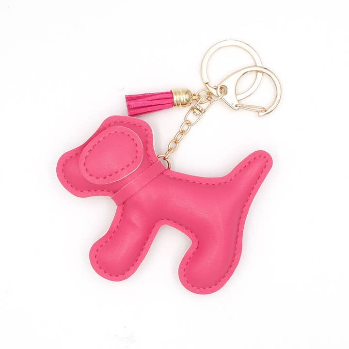 JOSSLYN by wall to wall - Wholesale Keychain - Women's - VEGAN LEATHER DOG BAG CHARM KEYCHAIN | 40KC142