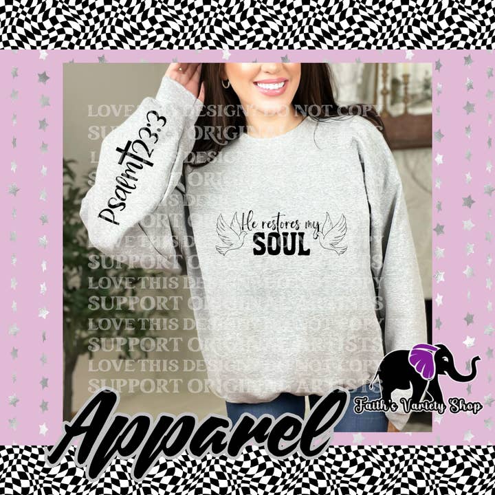 He Restores My Soul Adult Sweater for wholesale by Faith'sVarietyShop
