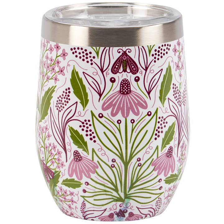 Purple Floral Wine Tumbler for wholesale by Primitives by Kathy