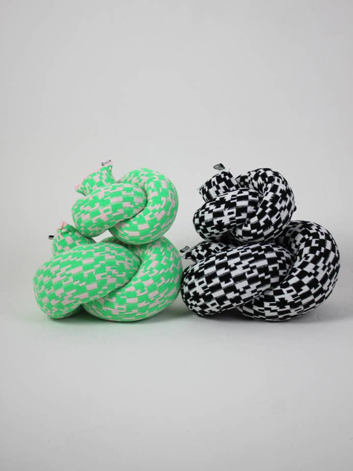 Glitch Knitted Knot Cushion for wholesale by Zebra Knits
