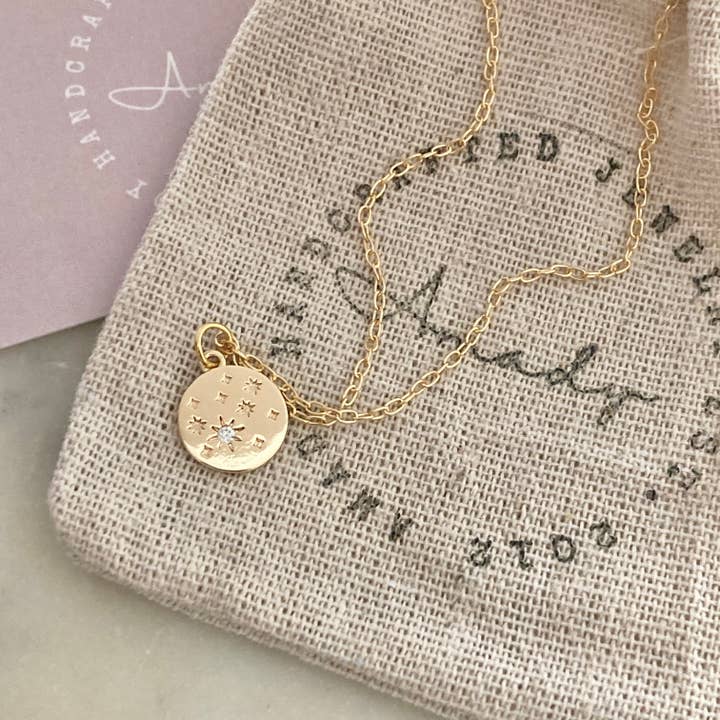 Amady Jewelry - Wholesale Pendant/Charm Necklace - Coin Medallion zircon 18k gold filled Necklace waterproof