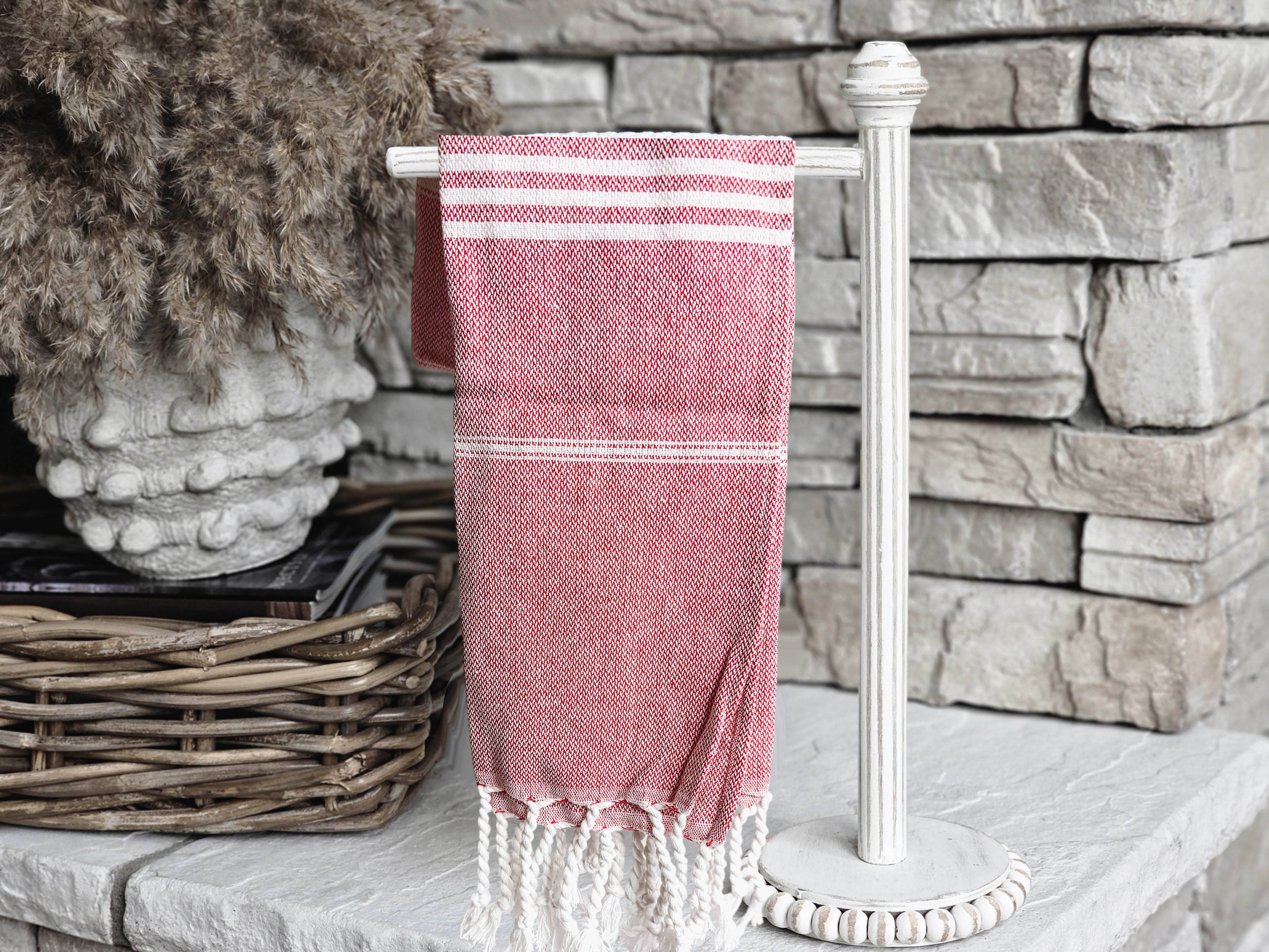 Gia Roma - Vente Essuie-mains - Serviette à main turque avec pompons, torchons de cuisine en coton coloré42