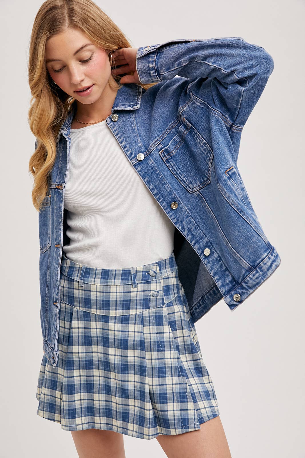 Bluivy - Venta al por mayor Cazadora vaquera - Mujer - Chaqueta oversized de mezclilla con botones42