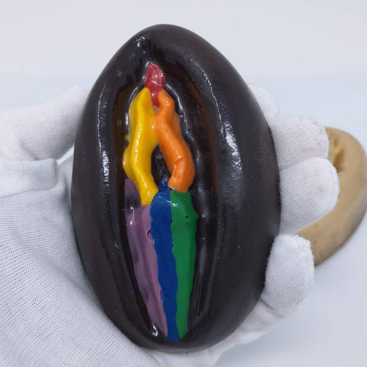 Wild Angel Treats, LLC - Wholesale Chocolate - Vulva Vagina Solid Chocolate-option Gold Dust Pride Rainbow